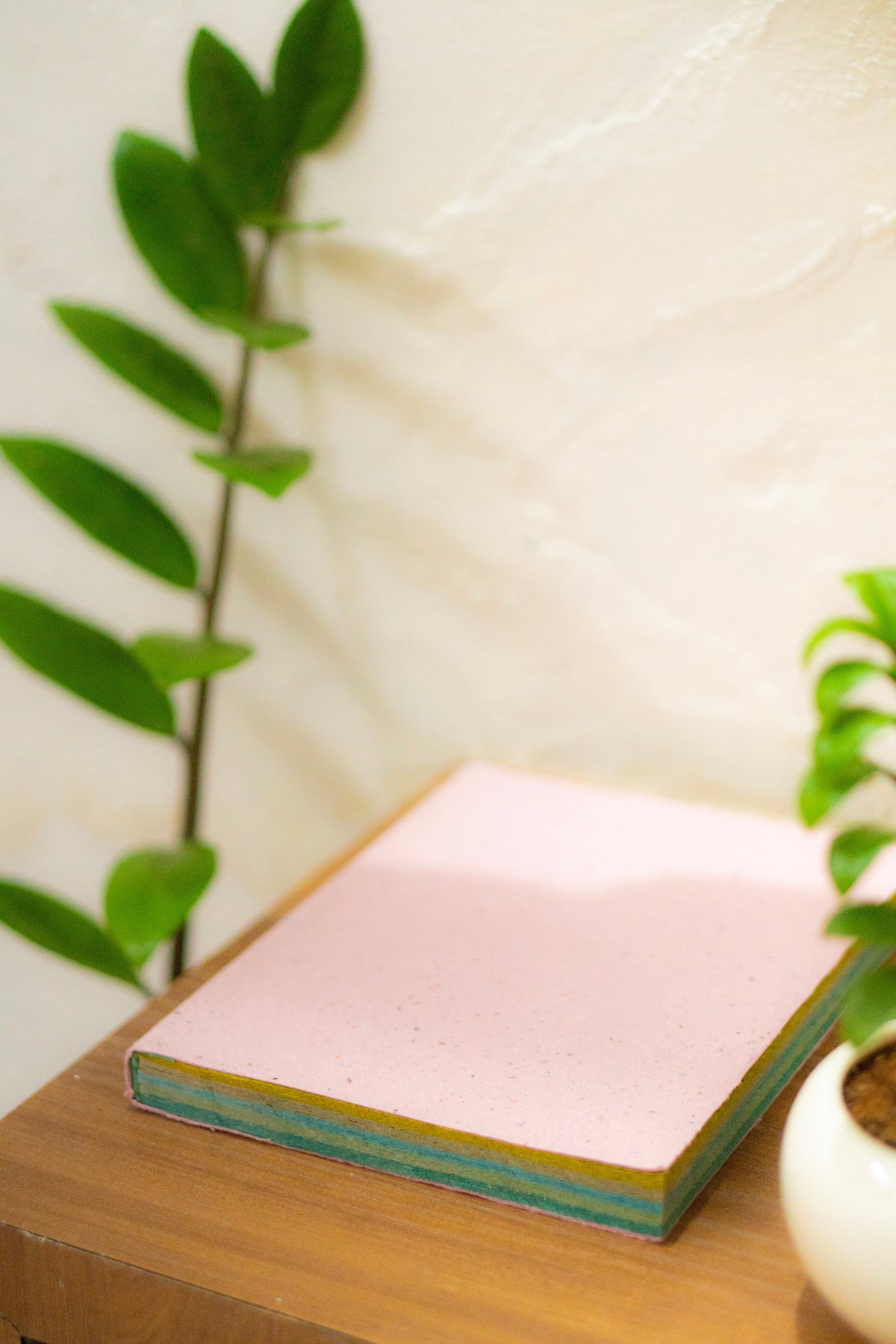 Recycled paper notebooks in assorted colours – water hyacinth & veggie peel