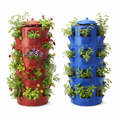 Biotech India Composter Garden – terracotta red and blue vertical tower with plants