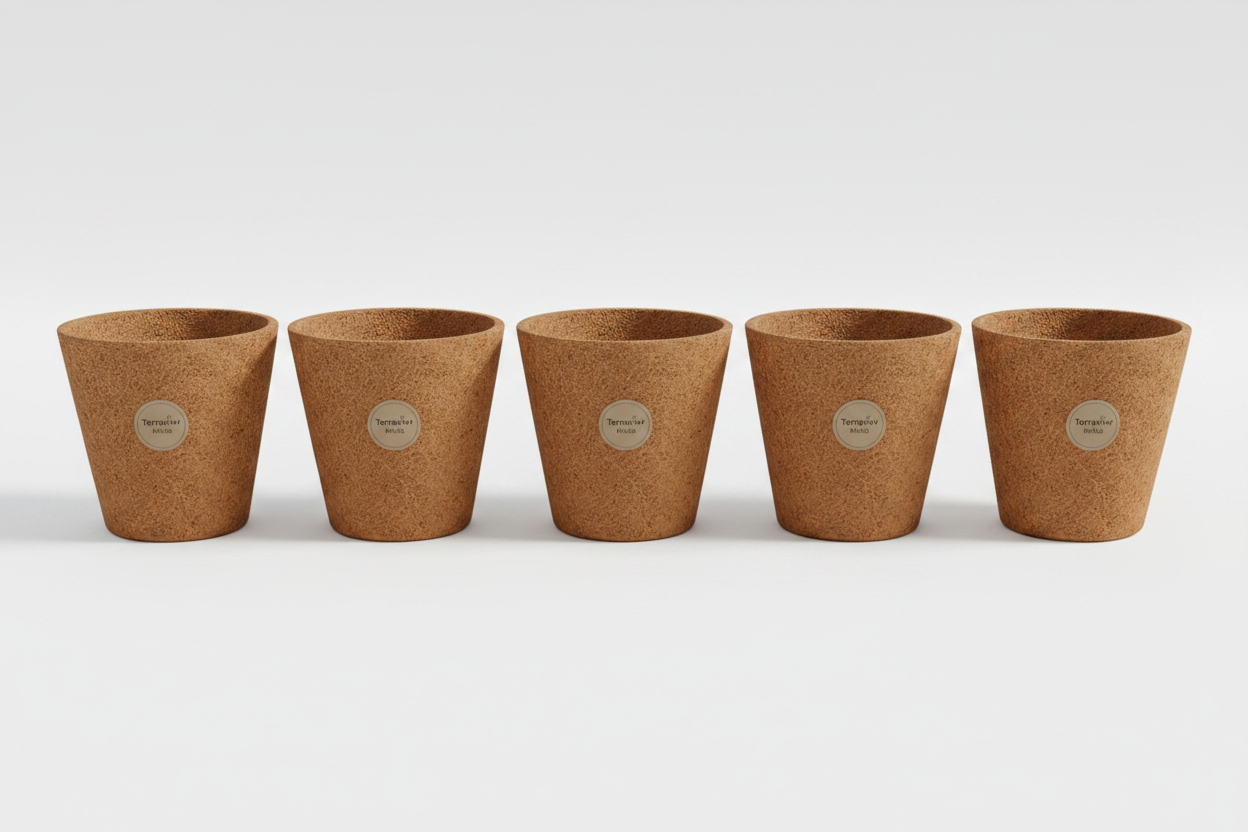 Terravivv Coir Seedling Pots 9cm - Pack of 5 in a row